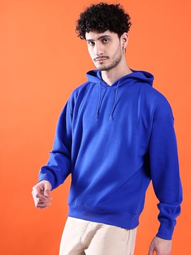 Image of The Indian Garage Co Men Regular Fit Solid Overhead Hooded Sweatshirt