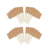 Hanyzcin 200 Pcs Drapeaux de Cure-Dents Vierges Petit Drapeau de Papier Kraft Vierge Bâton de Cocktail Étiquettes de Gâteau pour Le Mariage de Noël Fête d'anniversaire BBQ Nourriture (3,5 * 2,5 cm)