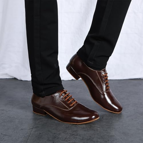 SWDZM Men's Leather Dance Shoes Standard Latin Ballroom Tango Modern Professional Practice Dance Shoes3