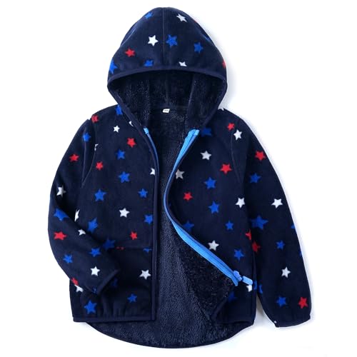 Image of Boys Girls Polar Fleece Jacket with Hood Toddler Coat 2-12 Years