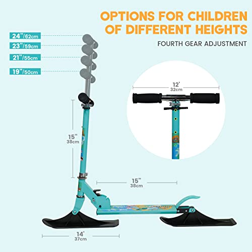 Funwater 2-In-1 Kick Scooter For Kids, Snow Sled Kick Scooter Conversion Kit, Foldable Body, Light Weight, Adjustable Height Handle For Kids, Boys And Girls #TOP1
