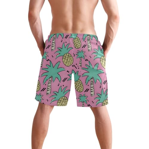 Men’s Swim Trunks Pineapple Green Plam Tree Beach Board Shorts Swimming Short Pants Running Sports Surffing Shorts3