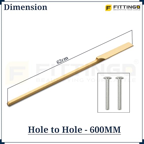 Image of Goldcrest 62cm Handle for Wardrobe & Cabinet /Cupboard Handle /Wardrobe Handle /600mm Hole to Hole (PVD Gold) Pack of 2 (Left - Right)-| 3 Years Warranty |