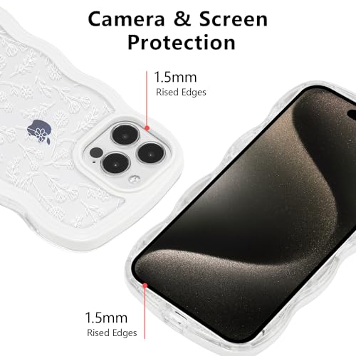 Coque iPhone 14 Pro QLTYPRI silicone transparent motif fleur blanc - 3