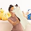 PEACH CAT 43.3" Long Cat Plush Pillow Cute Kitten Stuffed Animals Soft Plushies Toy Gifts for Kids Beige #4