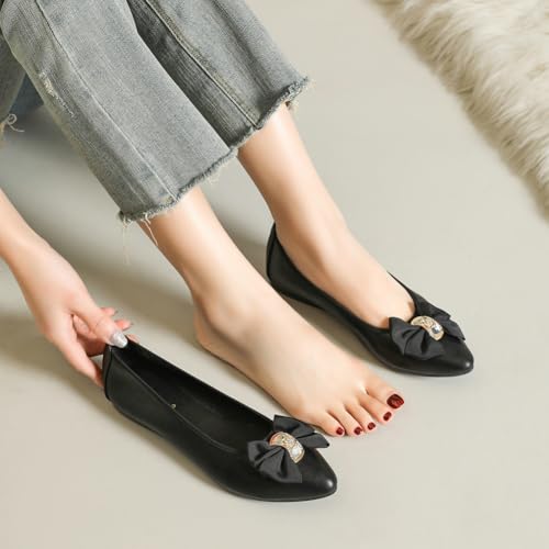Bow Rhinestone Flats for Women Foldable Point Toe Flat Shoes Casual Comfortable Slip on Mary Jane Ballet Flats Dressy Work Shoes4
