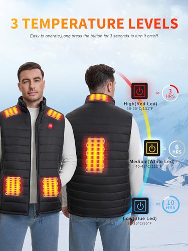 Image of Rrtizan Heated Vest for Men,Lightweight Electric Heating Vest with Battery Pack for Winter Outdoor Hunting Skiing Hiking work (US, Alpha, 3X-Large, Regular, Regular, Black-899)