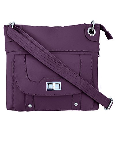 Roma Leathers Women's Concealed Carry Purse - Premium Cowhide Leather Cross Body Handbag - YKK Lockable Zipper - Cut Proof Adjustable Shoulder Strap - Twist Lock Buckle - 30 Day Manufacturer Guarantee