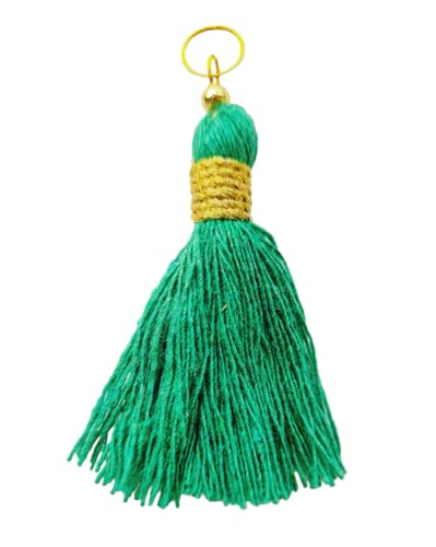 Image of Zippy Flora Micro 1.5 inch Length Cotton Handmade Tassels for Saree /Blouse /Dupatta /DIY /Decor (Pack of 12) (Dark Green)