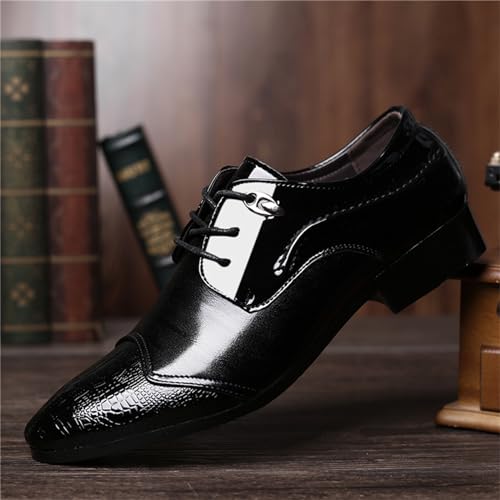 Men's Vintage Patent Leather Pointed Toe Oxford Shoes Dress Shoes Formal Business Casual Lace Up Shoes for Men2