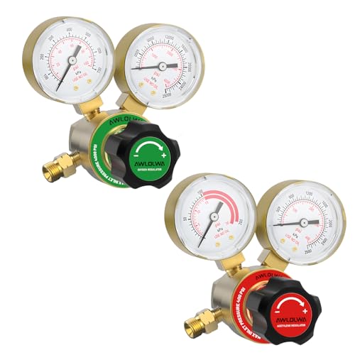 AWLOLWA Oxygen Acetylene Regulator Set, CGA540 and CGA200 Inlet Connection 3/8-24 (Type 