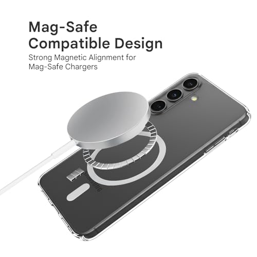 Image of Prolet Anti-Yellow Crystal Clear Hard Case Cover Compatible with Samsung Galaxy S24 FE with Magnetic Mag-Safe Wireless Charging Support, Shockproof Hard Back Cover (Transparent)