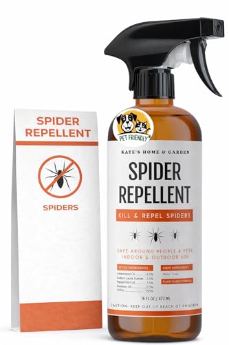 Kate's Home & Garden Spider Repellent Indoor. All Natural Peppermint Oil Spray for Spiders & Outdoor...