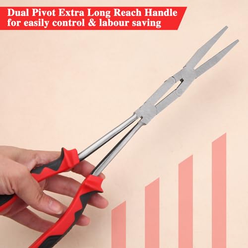 Leontool 6GD1536-FBA Dual Pivot Pliers Double-Joint Flat Pliers With Serrated Jaw Extra Long Reach Compound Action Pliers Long Reach Flat Nose Pliers thumb #4