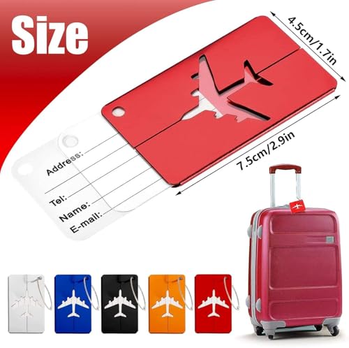 Image of Aluminum Alloy Metallic Luggage Tags Handle Wraps with Stainless Loop Anti-Break for Travel Identification Suitcase Bag Tag, School & Office Bags - Set of 5 (Gold)