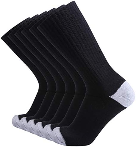 EnerWear 6P Pack Men's Cotton Moisture Wicking Heavy Cushion Crew Socks
