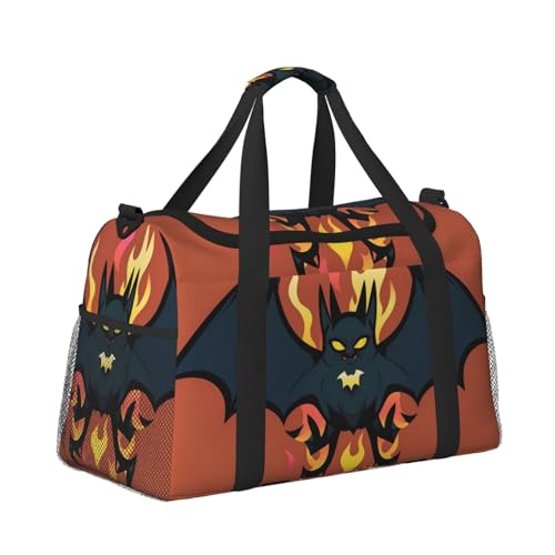 Blazing Bat Print Travel Duffel Bag for Men & Women, Foldable Travel Bags and Spacious Weekender Tote Bag for Storage Toiletry Luggage Personal Item3