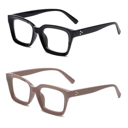 Image of Classic Clear Lens Glasses for Women Men Thick Square Frame Eyewear Non Prescription Eyeglasses 2 Pack
