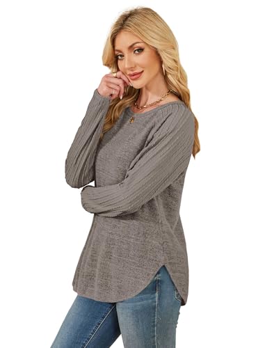 Image of SAMPEEL Sweatshirt for Women Long Sleeve Shirts Crewneck Sweaters Fall Fashion Outfits 2025 Trendy Tunic Tops Plus Size