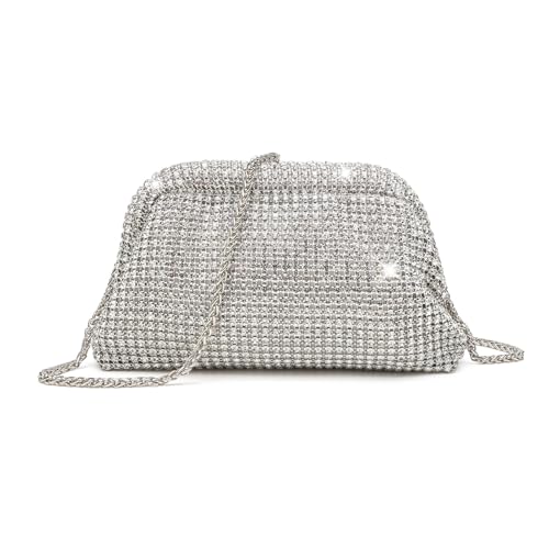HuiYStar Pochette à Strass Scintillante pour Femme,Sac de Soirée en Forme de Nuage avec Boulettes...