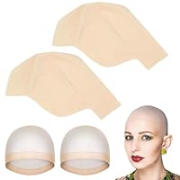 ZhongShuang 2 Stück Latex Glatzenkappe, Erwachsene Latex Glatze Hut Mit Haarnetz,Glatze Perücke Hut,Cosplay Zubehör Karneval Make-Up Kostümzubehör Für Männer Und Frauen(Einheitsgröße)