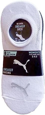 PUMA Ladies Sneaker Liner, 8-pair (Black Multi)