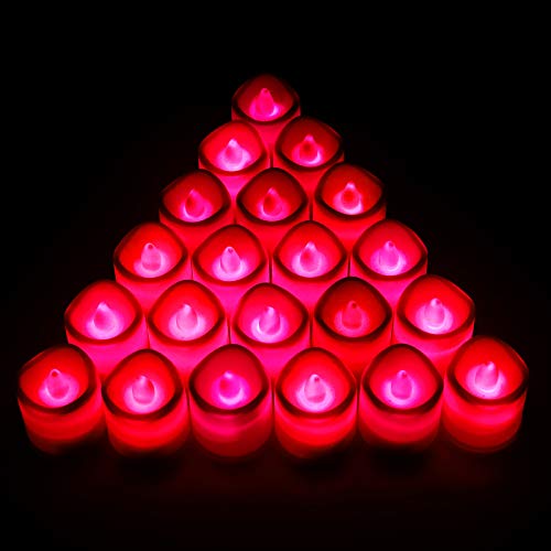 Rakumi Red Led Pumpkin Candles, Flameless Red Led Tea Light Candles For Pumpkins, Battery Operated Led Votive Candles For Halloween Christmas Valentine's Day Wedding Birthday Party, 24 Packs #TOP6