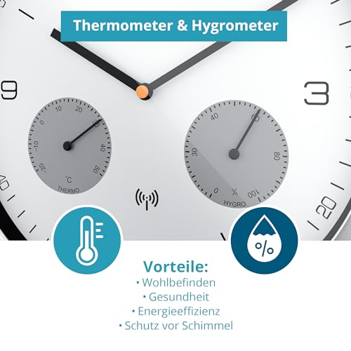 Funk-Wanduhr Mebus mit Thermometer und Hygrometer