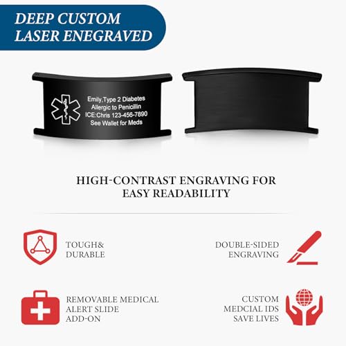 Pulsera médica ajustable con grabado para hombres y mujeres miniatura 6