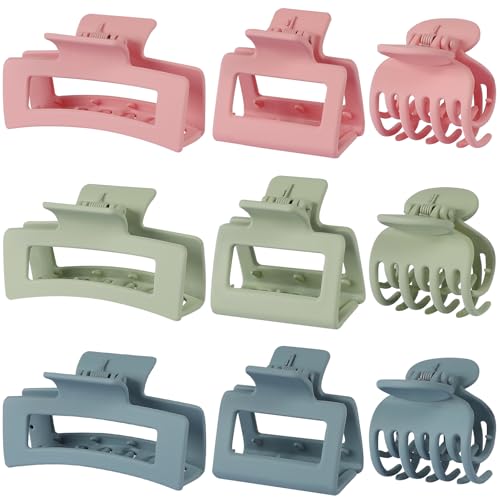 CHANDAT 3 Style Hair Accessories for Women: Medium Rectangle Clips for Thick Hair, Square Clips for Thin Hair - 9 pcs Colorful Set