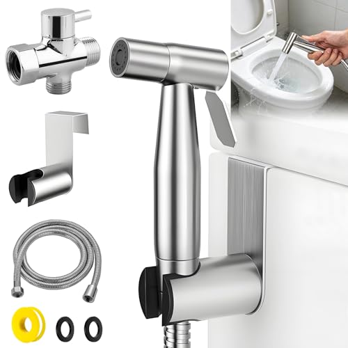 SOMDARHK Handheld Bidet Sprayer Kit - Stainless Steel High Pressure Adjustable Toilet Sprayer with Hose for Feminine Hygiene Cloth Diaper Cleaning Pet Bath Durable Leak Proof