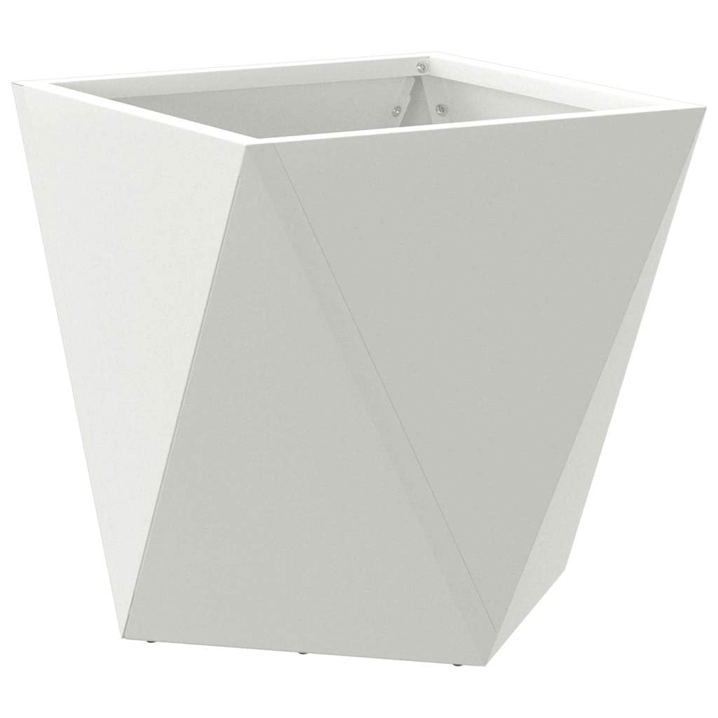 White Plant Pot 2 szt. 30 x 30 x 30 cm Stalowy pojemnik ogrodowy z drenażem, do użytku na zewnątrz i wewnątrz, trwała roślina do kwiatów, ziół, sukulentów, kaktusów, storczyków, bonsai