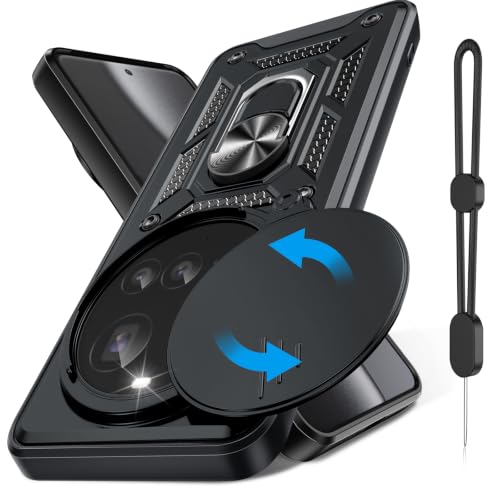 Dizn Handyhülle für Xiaomi-15-Ultra: Kameraabdeckung Schieber 360 Drehbare Magnetring mit Handy Band Case Kantenschutz Jungs Handy Schutzhülle Xiaomi 15Ultra 256gb Schwarz