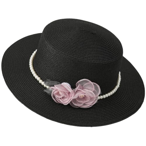 Chapeau de paille réglable anti UV femme style canotier plage