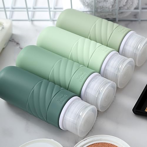 Image of Gemice Travel Bottles for Toiletries, Tsa Approved 3oz Portable Travel Bottles, BPA Free Leak Proof Squeezable Travel Size Containers, Travel Accessories for Shampoo Conditioner Lotion (4 Pack), Green
