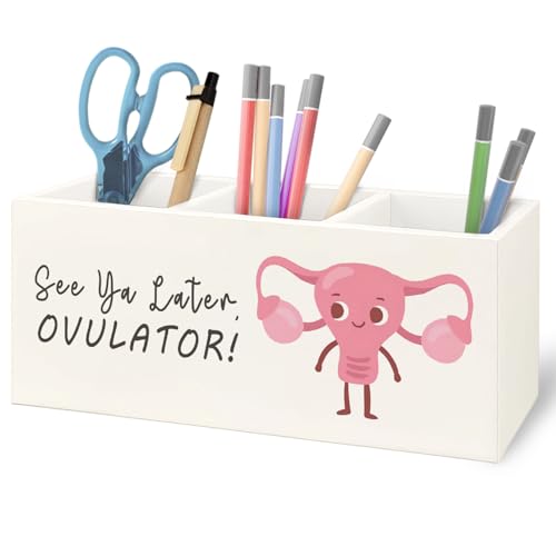Image of Hysterectomy Gifts Wooden Pen Pencil Holder for Office Desk Accessories, Hysterectomy Recovery Gifts for Women Makeup Brush Toothbrush Holder Organizer