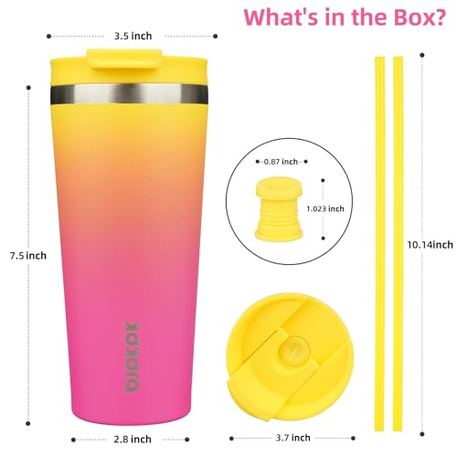 Image of BJPKPK 22 oz Coffee Tumbler with Straw, Insulated Stainless Steel Cup