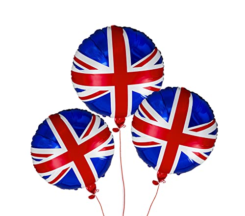 SHATCHI 10Pcs Large Union Jack Foil Balloon 18" Helium Fill Great Britain King Charles III Coronation BBQ Street Party Sports Royal Events Decorations - Image 3