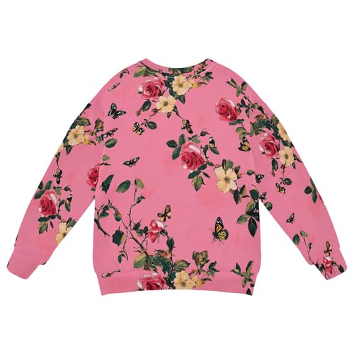 JUNZAN Aesthetic Rose Hot Pink Kids Girls Pullover Hoodie Fleece Kids Pullover Hoodie Party 4T2