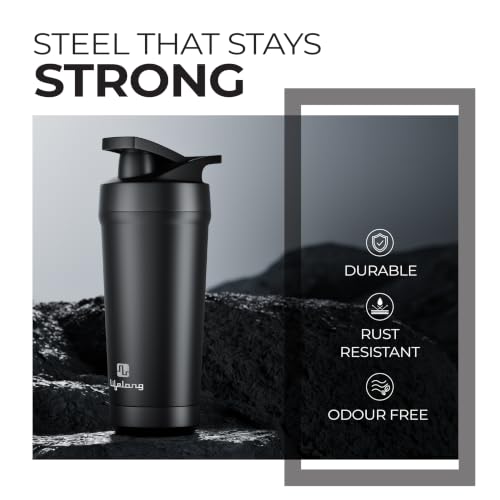 Image of Lifelong Premium Shaker Bottle | Steel Protein Shaker Bottle | Leakproof Shaker for Gym | Sipper Water Bottle for Adults with Detachable Blender | BPA-Free| Measurement Marked | Dishwasher Safe|700ml