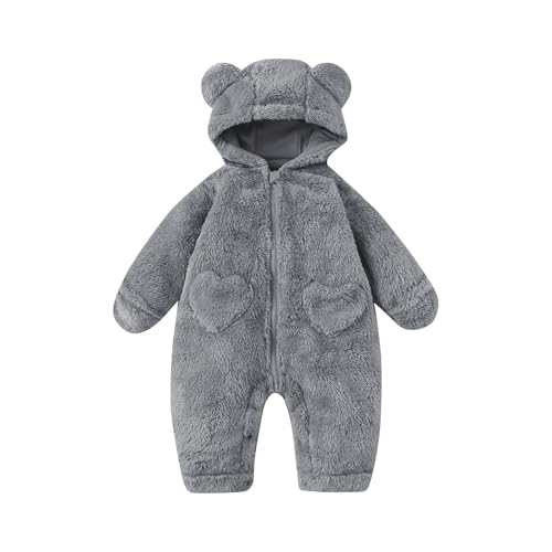 Newborn Baby Plush Jumpsuit Furry Soft Infant Onesie Outwear Winter Outfit Cute One-Piece Romper for 0-1 Years