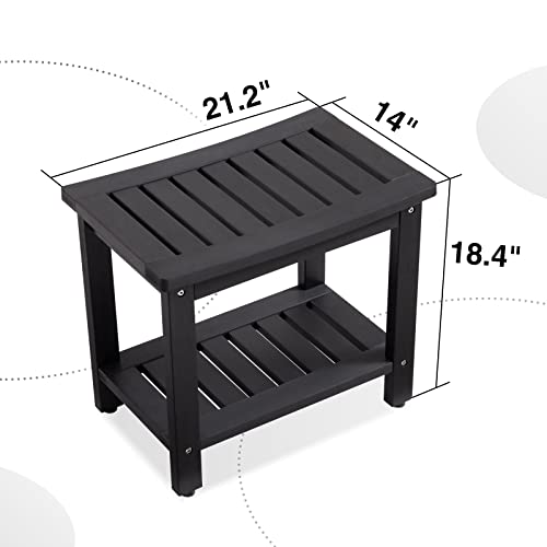 Psilvam-Poly-Lumber-Shower-Bench-Shower-Stool-with-Storage-Shelf-Shower-Benches-for-Inside-Shower-Water-Resistant-Non-Slip-Design-Shower-Chair-Seat-for-Bathroom-Living-Room-Black