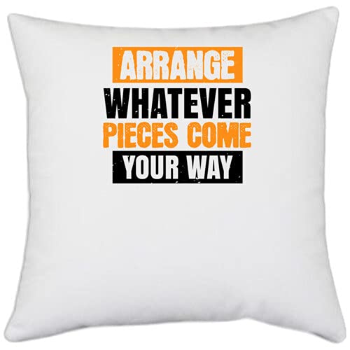 UDNAG White Polyester 'Sleeping | Arrange Whatever Pieces Come Your Way' Pillow Cover [16 Inch X 16 Inch]