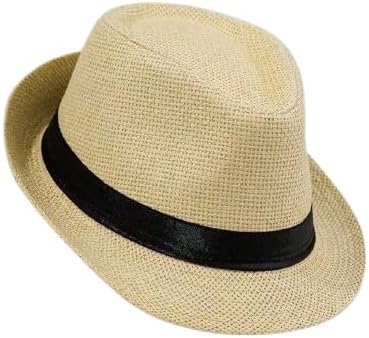Chapéu Panamá Malandrinho em Palha Natural, Estilo Fedora com Faixa Preta, para Uso Casual e Praia