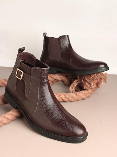 Image of Carlton London Men's Chelsea Comfortable Round Toe Boot with Buckle