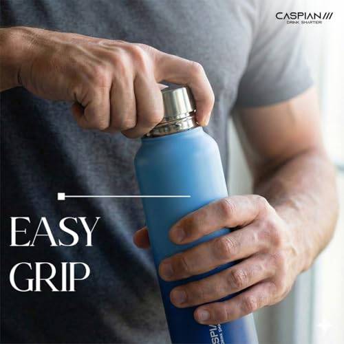 Image of CASPIAN / / / Astra ISI Certified Stainless Steel Water Bottle 1 ltr. (M Blue, 1 Litre) | Leak Proof Thunder for Fridge Home Office Travel School Kids Boys Girls Adults Sports Gym Yoga Gift | BPA Free