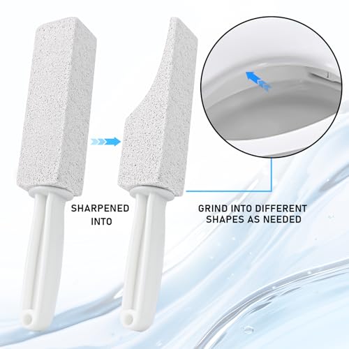 Image of 2 Pack Pumice Cleaning Stone with Handle, Toilet Bowl Cleaner Toilet Brush with Non-Slip Long Plastic Handle for Kitchen /Bath /Pool /Household Cleaning (White)