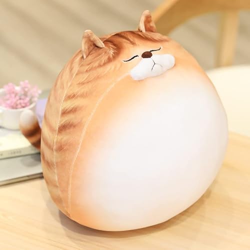 12 Inch Orange Striped Tabby Cat Stuffed Animals Round Fat Striped Tabby Cat Plush Hugging Pillow Stuffed Cat Doll Plushies Gift For Kids And Lovers In Birthday, Christmas, Valentine's Day... #TOP4