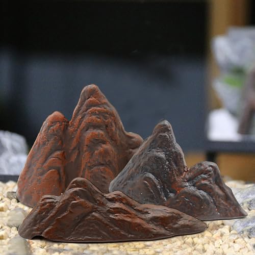 Image of Saihisday 3PCS Aquarium Mountain View Decor, Miniature Mountain Models, Ceramic Rockery Ornaments for Aquarium Fish Tank Landscape Kit