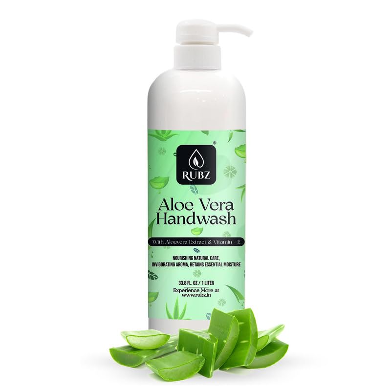 Rubz Aloevera Handwash | With the Goodness of Aloe Vera Extract | Paraben Free Liquid Gel | Complete Protection for Soft Hands | Best for Hotel, Spa, Salon, Family, Gym | 1 Litre (B0CJG1MLT7) Amazon Price History, Amazon Price Tracker